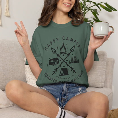 Camping Marshmellows T-Shirt — Retro Mountain Camping Graphic Tee