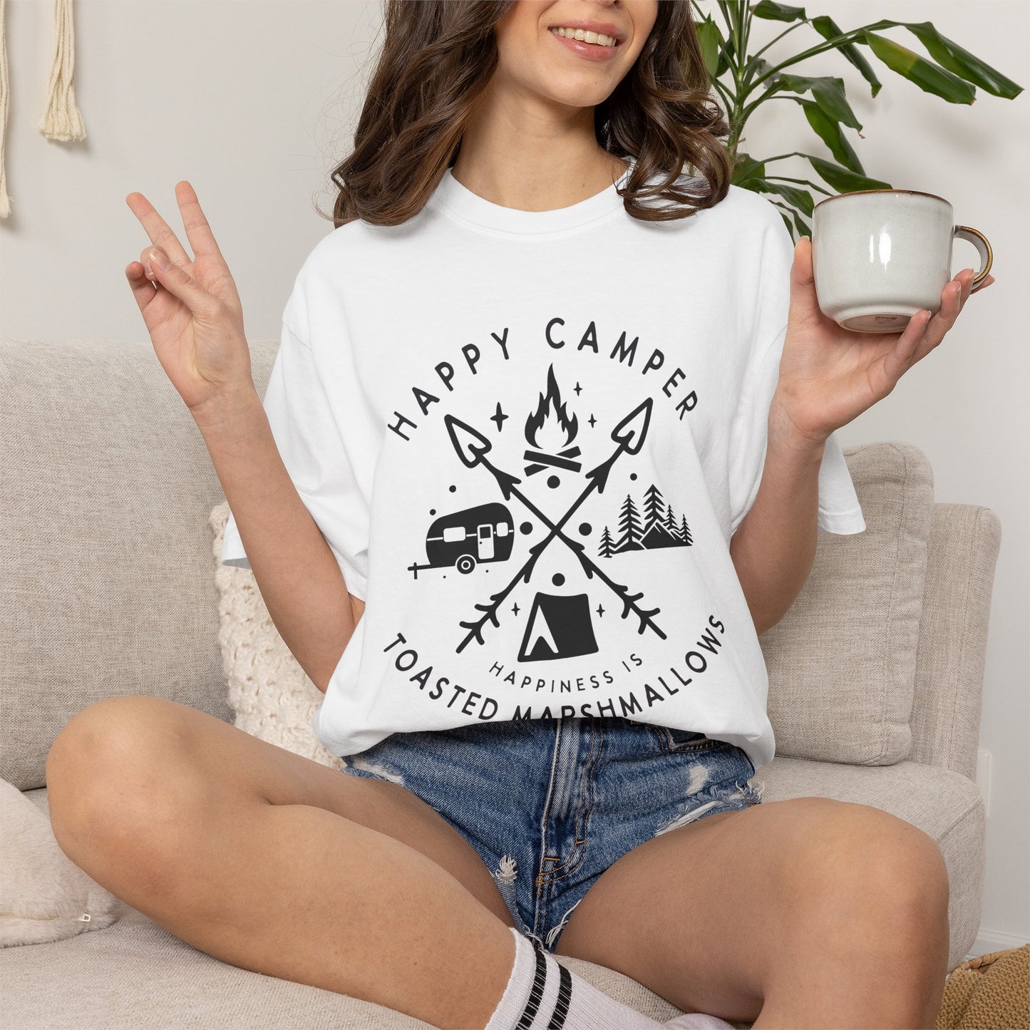 Camping Marshmellows T-Shirt — Retro Mountain Camping Graphic Tee