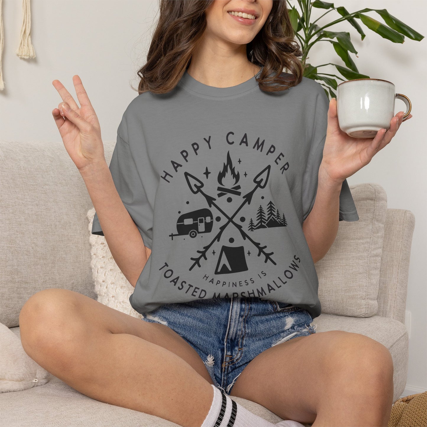Camping Marshmellows T-Shirt — Retro Mountain Camping Graphic Tee