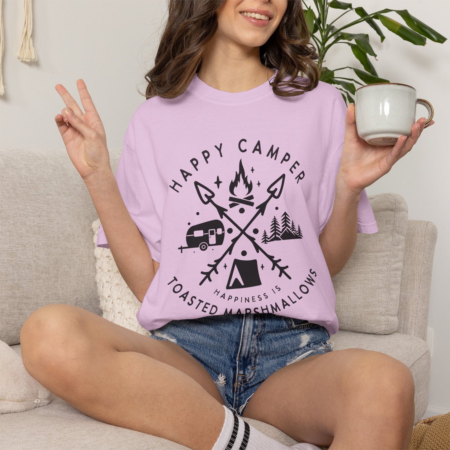 Camping Marshmellows T-Shirt — Retro Mountain Camping Graphic Tee