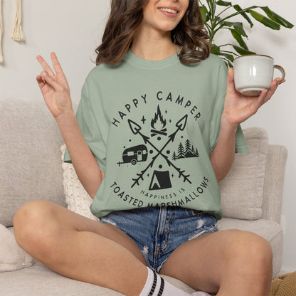 Camping Marshmellows T-Shirt — Retro Mountain Camping Graphic Tee