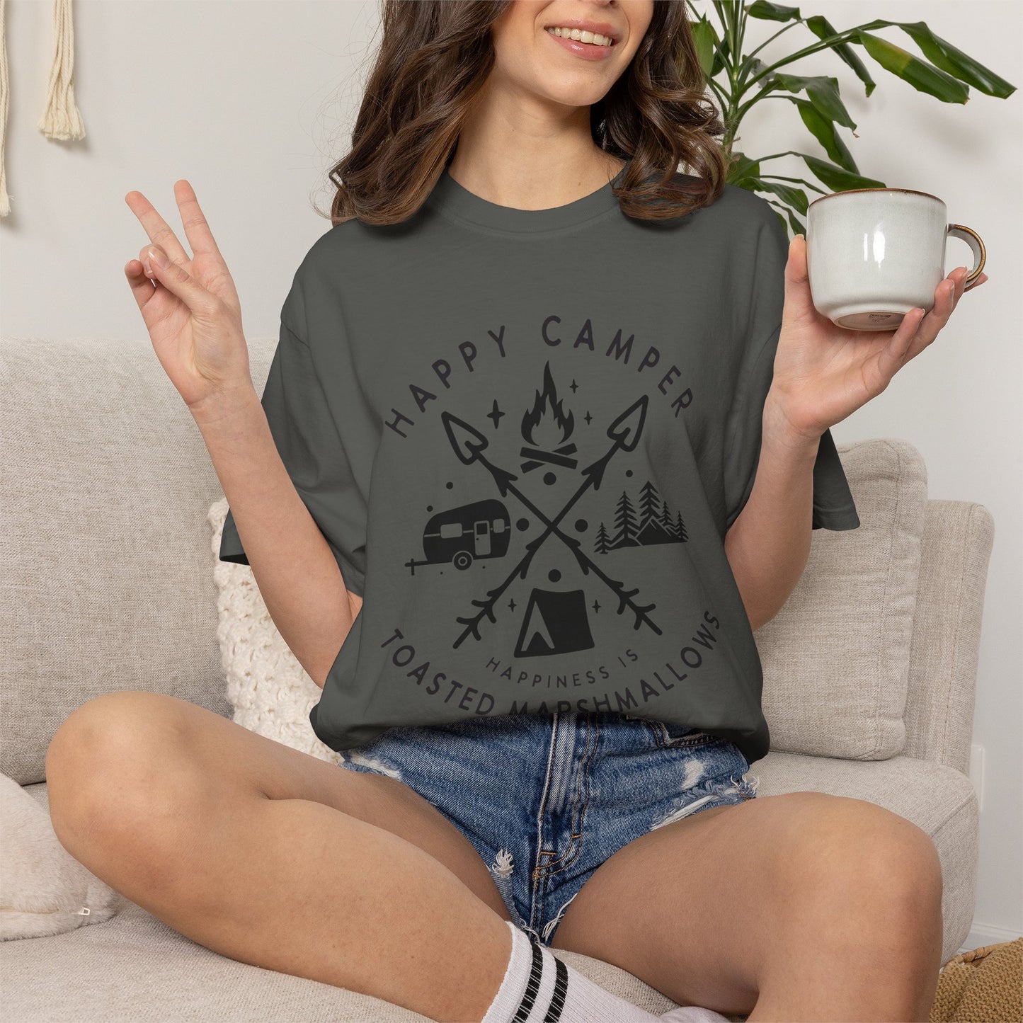 Camping Marshmellows T-Shirt — Retro Mountain Camping Graphic Tee