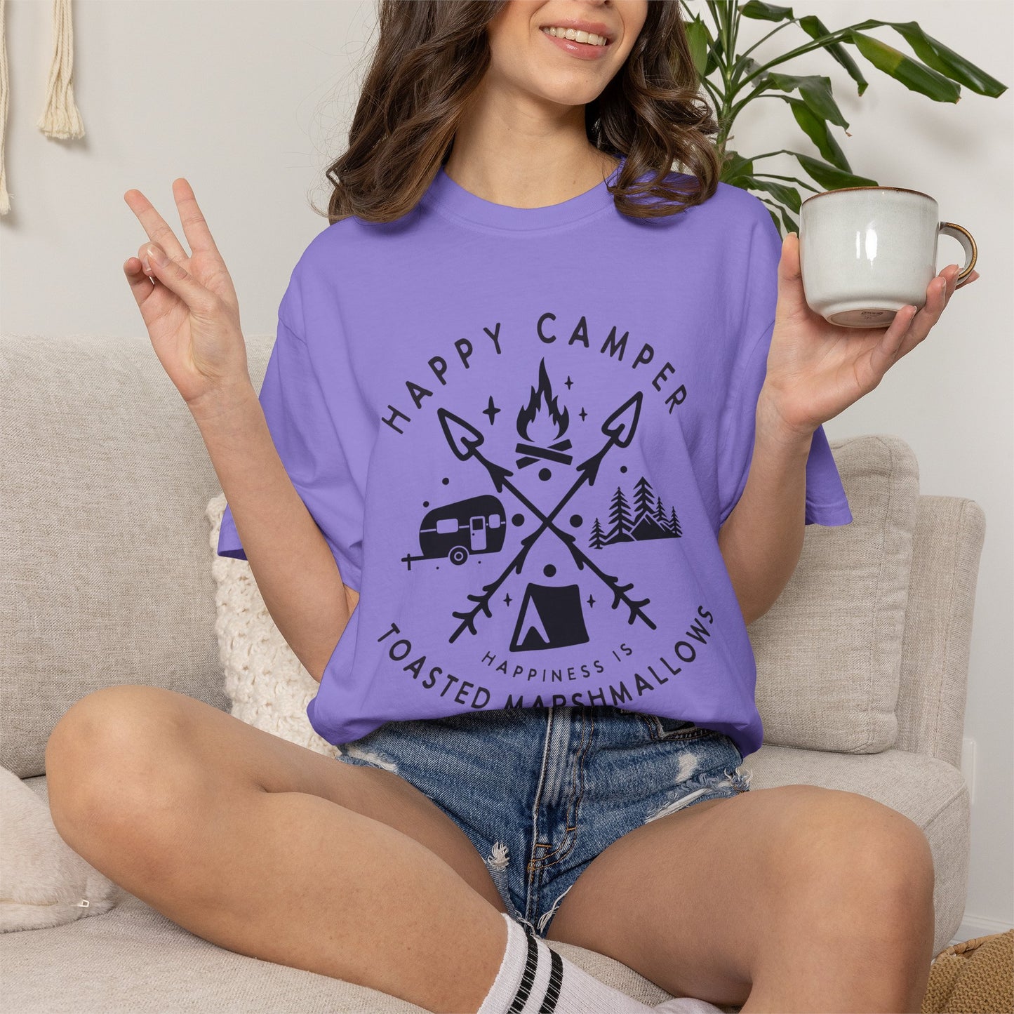 Camping Marshmellows T-Shirt — Retro Mountain Camping Graphic Tee