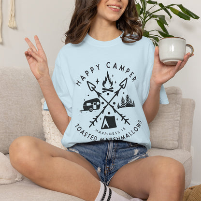 Camping Marshmellows T-Shirt — Retro Mountain Camping Graphic Tee